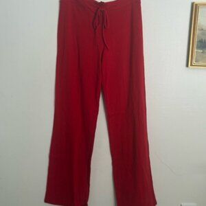 Red Wide Straight Leg Cotton Jersey Lounge Pants